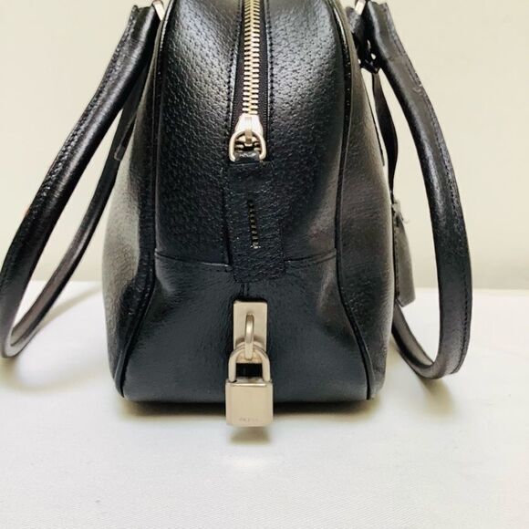 VINTAGE PRADA BOWLING BAG BOSTON BAG BLACK LEATHER EUC SHOULDER BAG PERFECTION - Picture 2 of 15